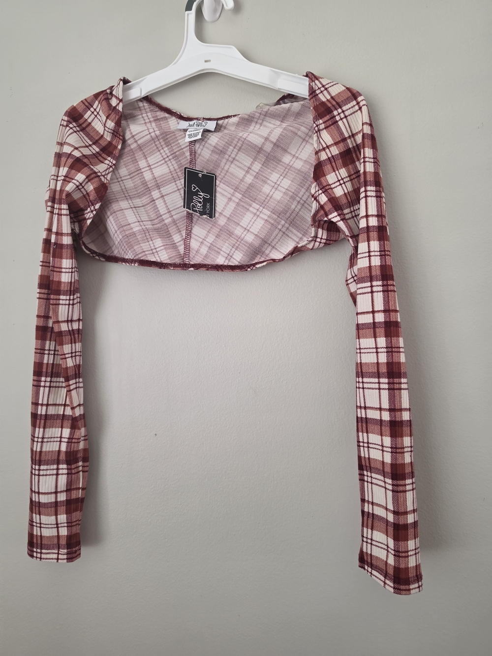 Riley Burgundy Plaid Cropped Bolero Top - Women
